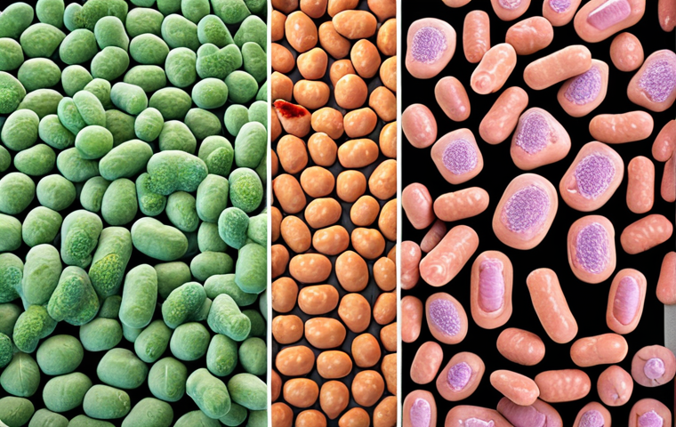 **Protein Expression Host Options:** A vibrant biotechnological scene showcasing diverse hosts like *E. coli* bacteria, budding yeast, and mammalian CHO cells. Each host is distinctly presented with associated lab equipment representing the complexity and cost differences.