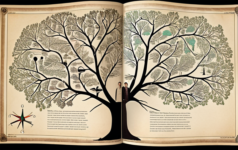 **A modern genealogical tree visualization:** A digital display showcasing interconnected family members with DNA strands subtly woven throughout the branches. Include snippets of historical maps pinpointing ancestral locations in both Eastern Europe and Scandinavia. The overall feel should be bright, informative, and slightly mysterious, like a detective uncovering clues.