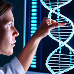 **Image Prompt 1: The Dawn of Genetic Healing**
    "A visually stunning and deeply symbolic image representing the intersection of human health and advanced genetic engineering. In a sleek, futuristic medical lab, a glowing, intricate holographic projection of a DNA double helix is central. A thoughtful, compassionate scientist's hand hovers near it, perhaps pointing to a specific segment, indicating gene editing. Around the periphery, subtle elements suggest personalized medicine: faint outlines of individual genetic profiles on transparent screens, or a single patient's silhouette in the background, imbued with a soft, hopeful light. The atmosphere should be one of profound scientific wonder mixed with ethical reflection. Emphasize precision, hope, and the transformative power of CRISPR-Cas9 and targeted therapies. High-tech, clean aesthetics, with soft, illuminating light sources."