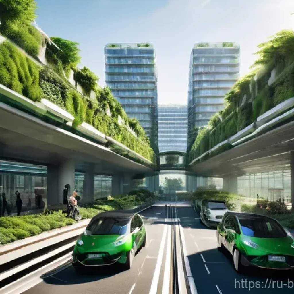 바이오 연료 - **Prompt:** A sprawling, futuristic city bathed in soft, early morning light. The architecture is sl...