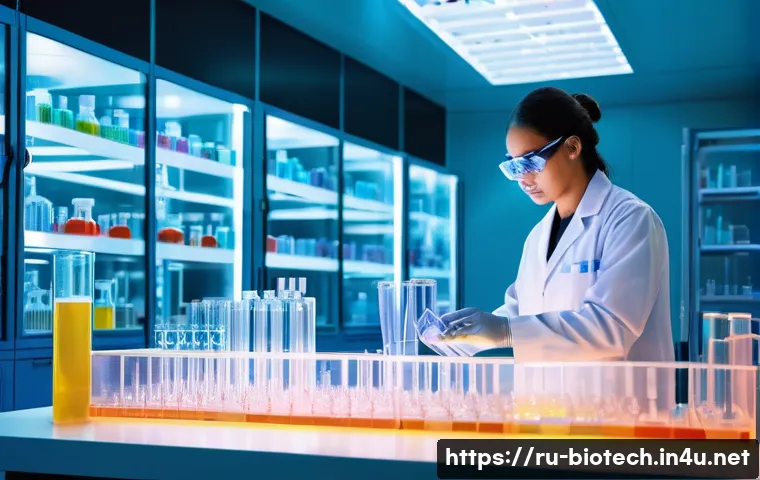 바이오 의약품 시장 전망 - **Prompt 1: The Dawn of Biopharmaceutical Innovation**
A wide-angle shot of a cutting-edge bioph...