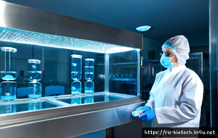 Home 16 차세대 바이오 기술 - Photorealistic next-generation biotechnology laboratory in Moscow, Russian scientist in clean protec...